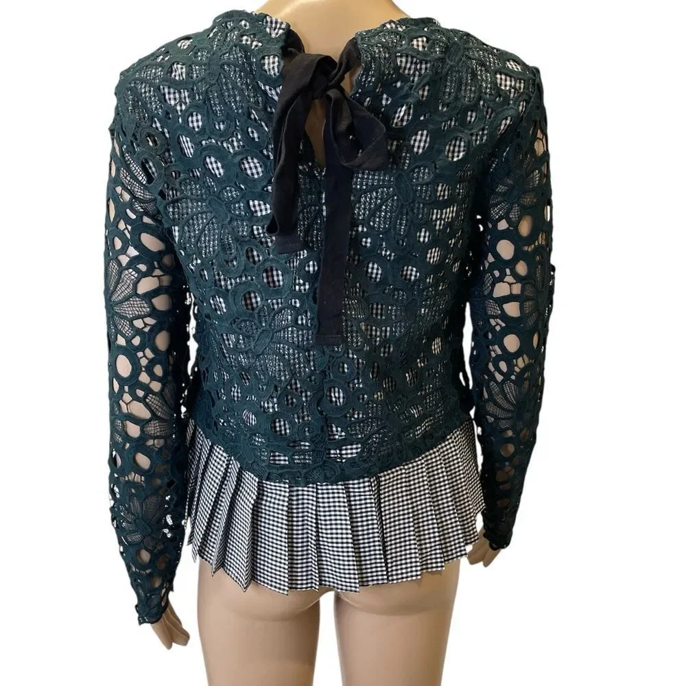 Anthropologie Elegant Green Lace Women's Top size XS